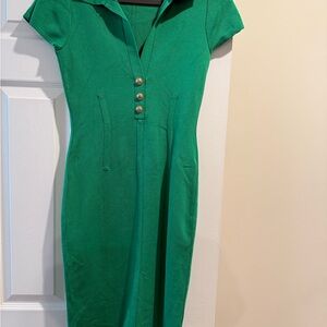 Guess Green Sheath Dress with Notched Collar